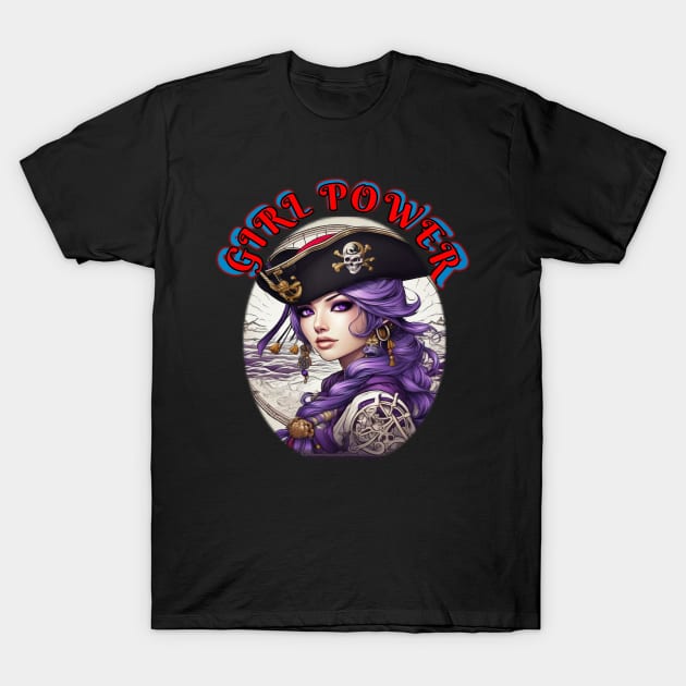 Girl power, purple pirate wench T-Shirt by sailorsam1805